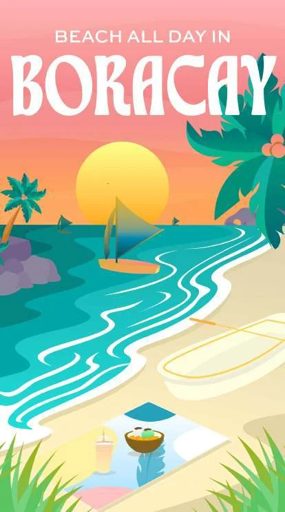 Islas Filipinas Boracay illustrated destination towel