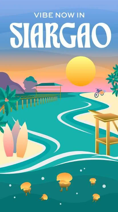 Islas Filipinas Siargao illustrated destination towel